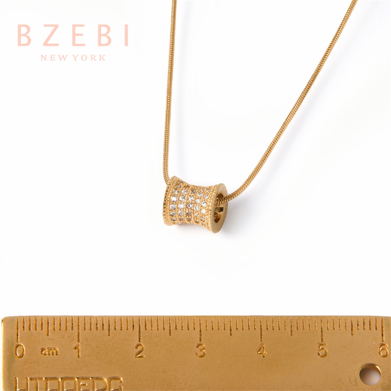 Bzebi Kalung Rantai Titanium Steel Lapis Emas 18k Dengan Liontin Roller Keberuntungan 141n