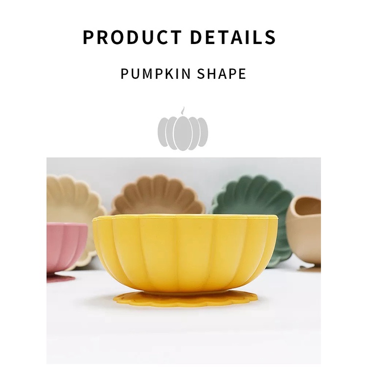 GOOGOO Baby Silicone Pumpkin Bowl with Suction / Food Grade Mangkok Makan Bunga Bayi
