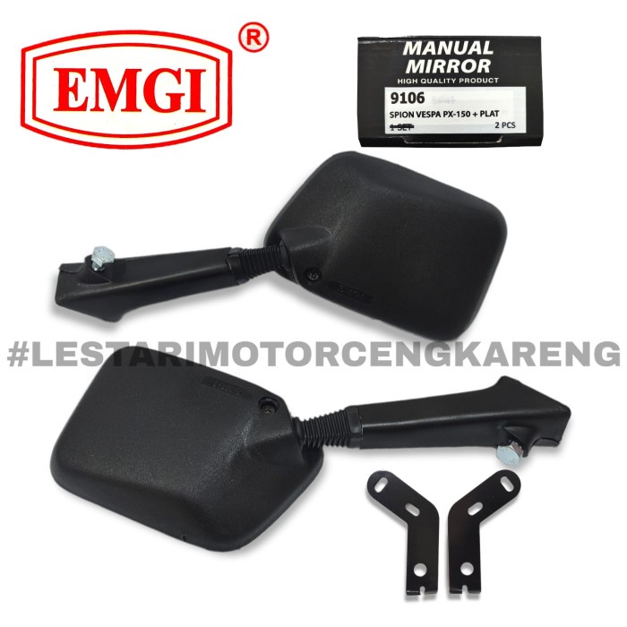 Spion Kaca Spion Vespa Px-150 Px150 + Plat Kaca Cembung Ori Emgi Sepasang