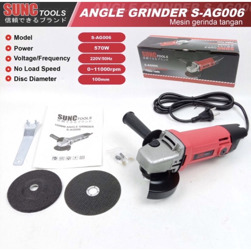 Mesin gerinda Sunc tools 4 inch halus power full angel grinder 4in