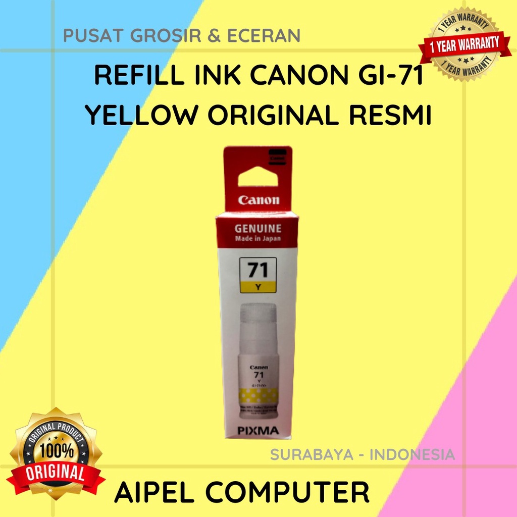 GI71Y | REFILL INK CANON GI-71 YELLOW ORIGINAL RESMI