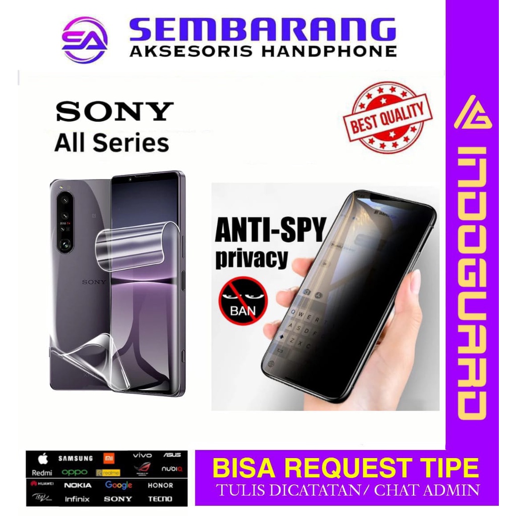 Anti gores Hydrogel Screen Protector Anti SPY SONY Xperia XZ1|Xperia XZ2|Xperia XZ3|Xperia XZ Premiu