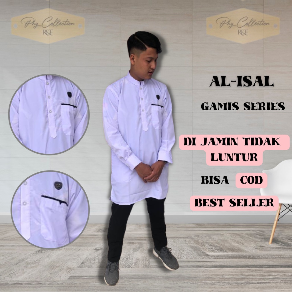 AL-ISAL Atasan Muslim Pria Baju Koko Kurta Pakistan Lengan Manset Pria Dewasa fashion Muslim Terbaru Ukuran M L XL XXL