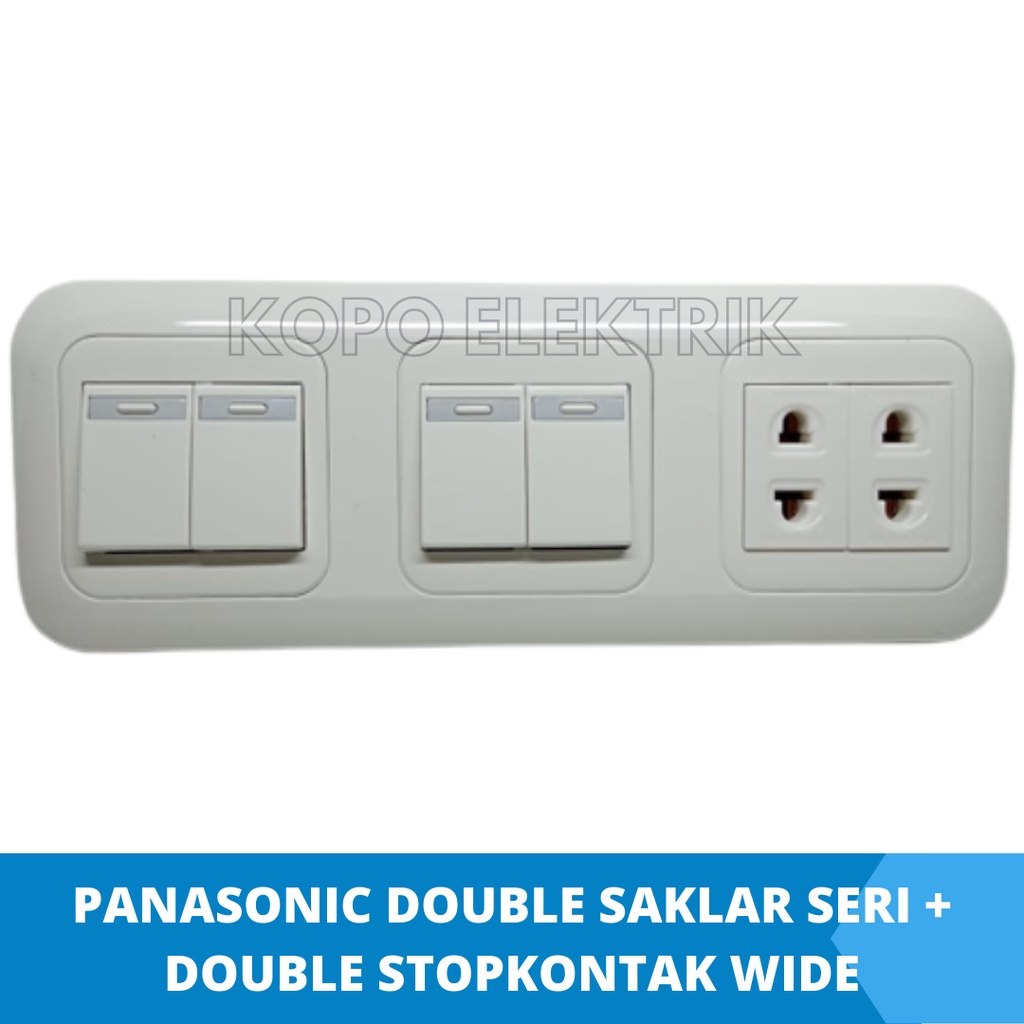 Double Saklar Seri + Double StopKontak Panasonic 3 Gang Tanam