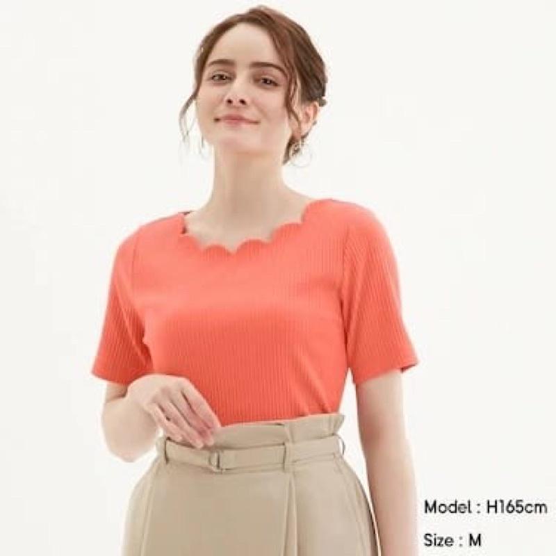 GU by Uniqlo SCALLOP RIBBED BLOUSE