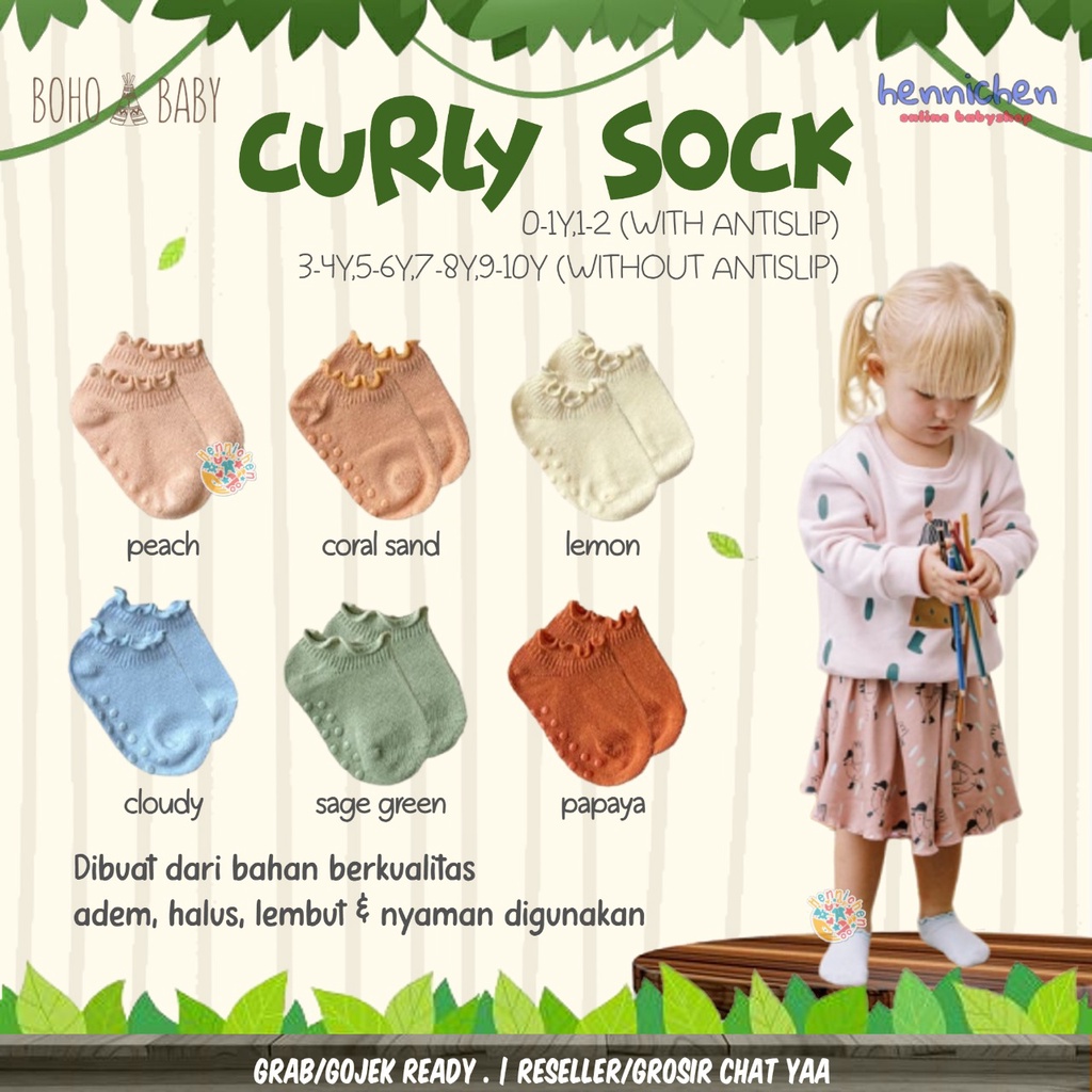 BOHOPANNA CURLY SOCK 0-10 TAHUN KAOS KAKI ANAK BOHO BABY KAOS KAKI BAYI