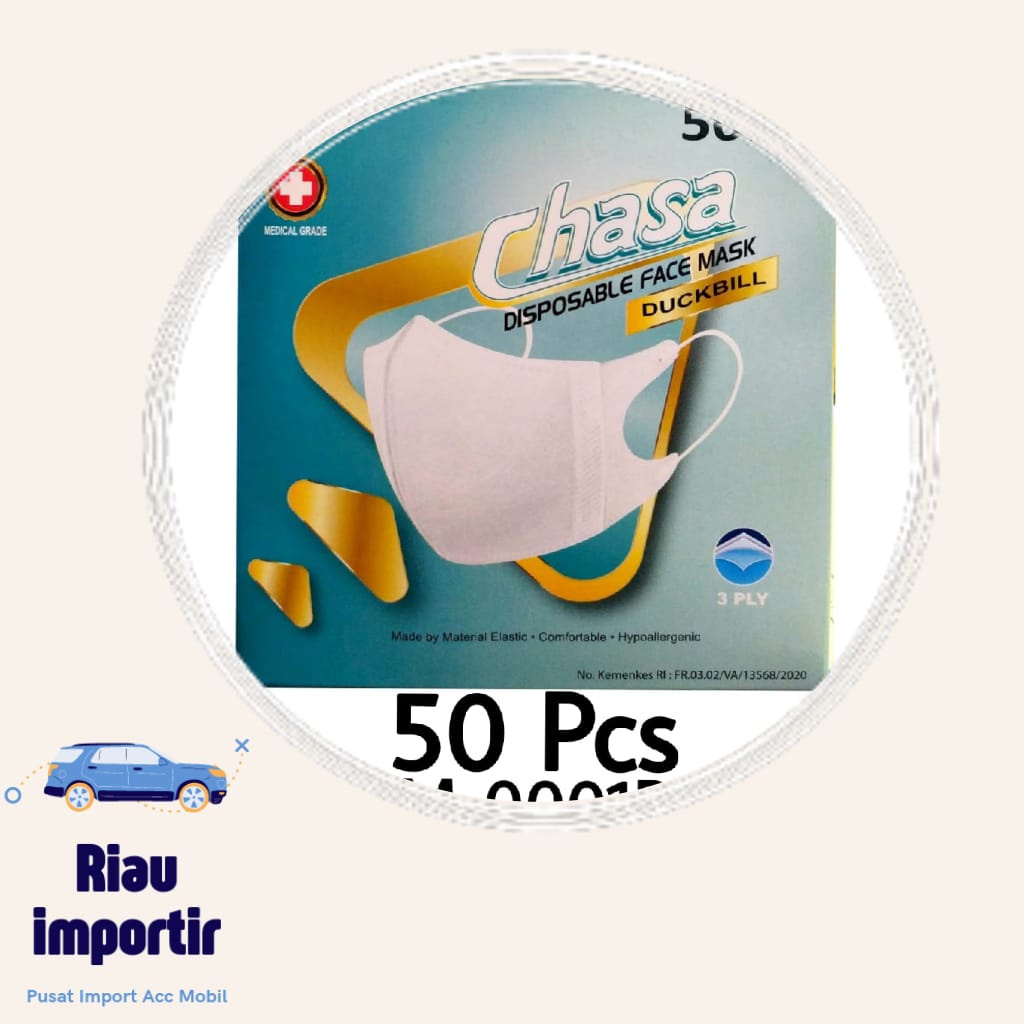 MASKER HITAM DUCKBILL HITAM GARIS CHASA 1 BOX 50pcs ORIGINAL CHASA KEMENKES