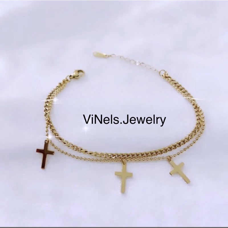 Gelang Tangan Salib 2Layer - GT031