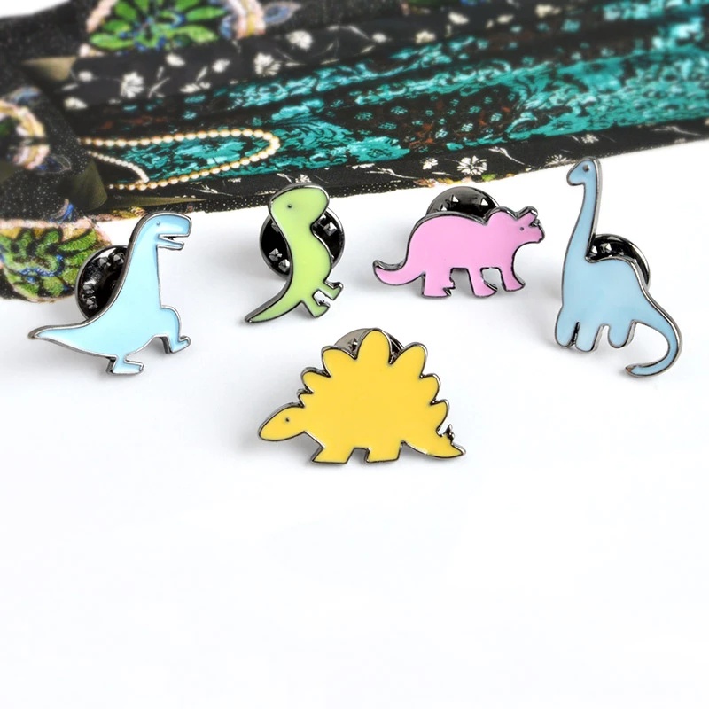 Bros Pin Bentuk Kartun Dinosaurus Apatosaurus Stegosaurus Mini Warna-Warni Untuk Hadiah