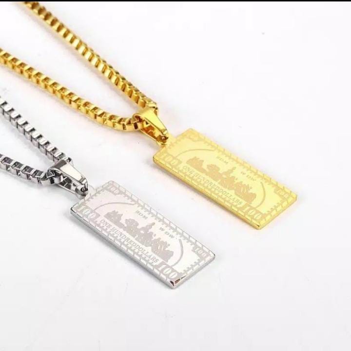 Kalung Liontin Uang Kertas Sejuta Dolar | Hip Hop Street Golden Chain Pria Wanita 1 Juta Dolar