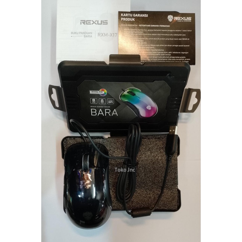 Mouse Gaming Rexus BARA X17 Crystal RGB 8 Button Macro Sensor IC Instant A825 DPI 7200