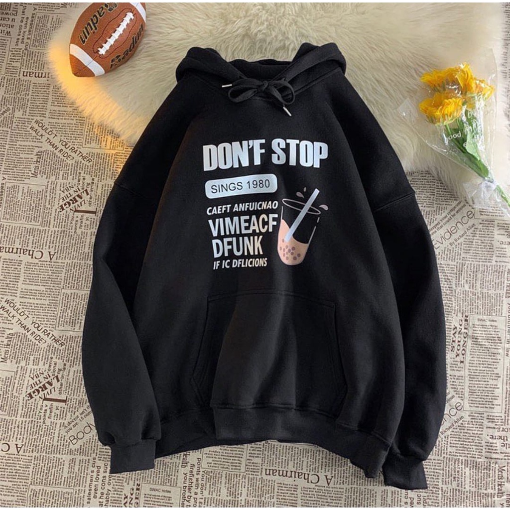 SWEATER HOODIE WANITA OVERSIZE / DON'T STOP SWEATER HOODIE WANITA KOREAN STYLE