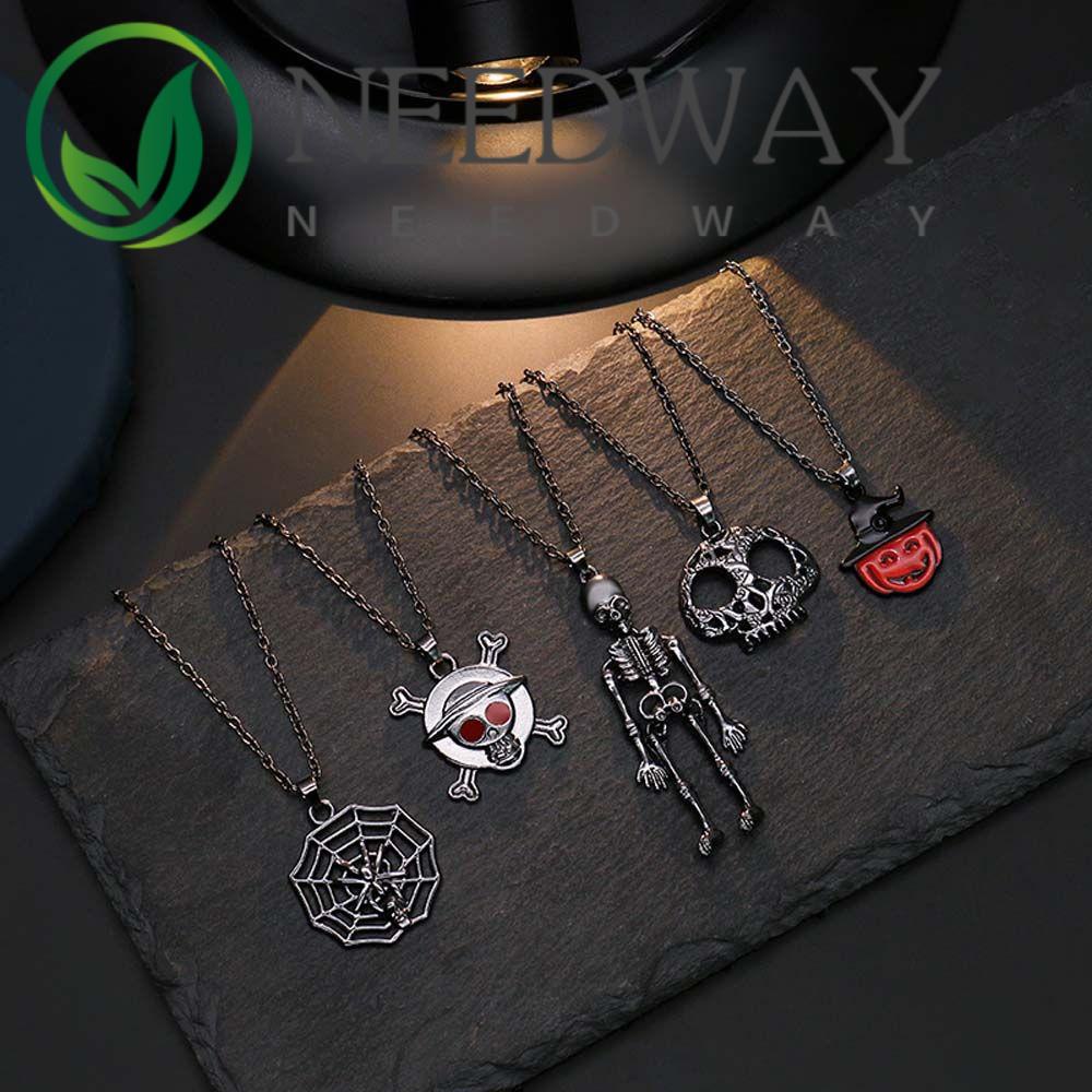 Kalung Dengan Liontin Kelelawar Hantu Gaya Punk Untuk Unisex