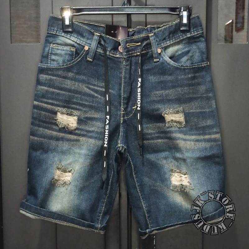 CELANA PENDEK PRIA JEANS ROBEK WISKER