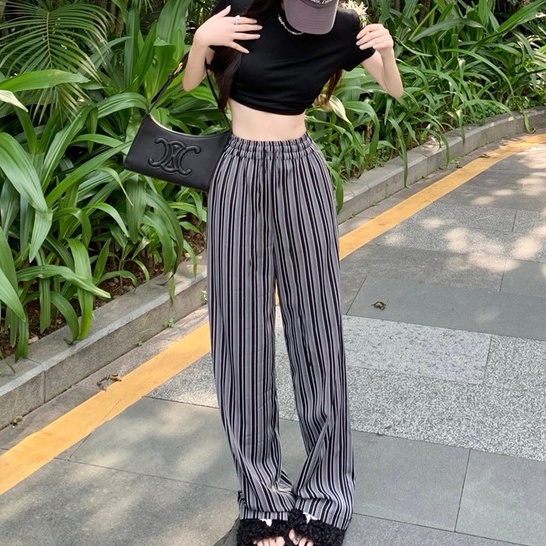 【Blossom】Vertical Stripe Wide Leg Culottes  Pants  2435