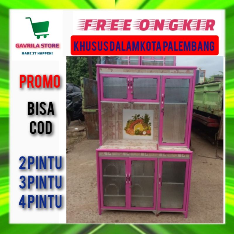 RAK PIRING LEMARI PIRING ALUMINIUM KACA 2 PINTU 3 PINTU 4 PINTU