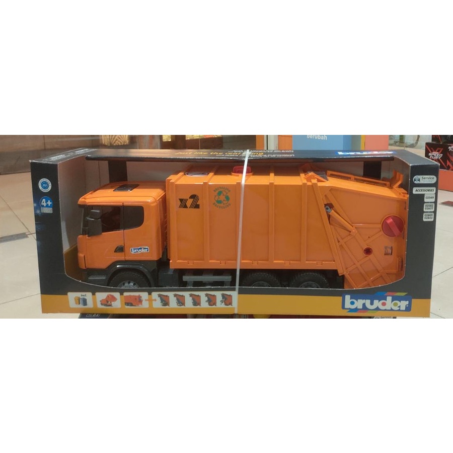 Sale Mainan: Bruder SCANIA R-series Garbage truck Orange Original