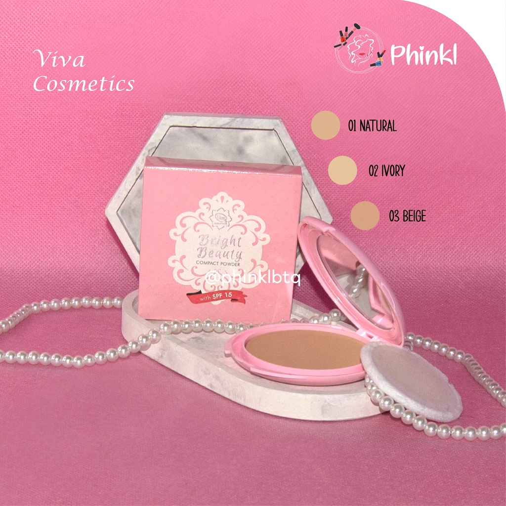 `ღ´ PHINKL `ღ´ 【v】【i】【v】【a】 Viva bedak padat compact powder bright pink anti wajah berminyak tahan lama