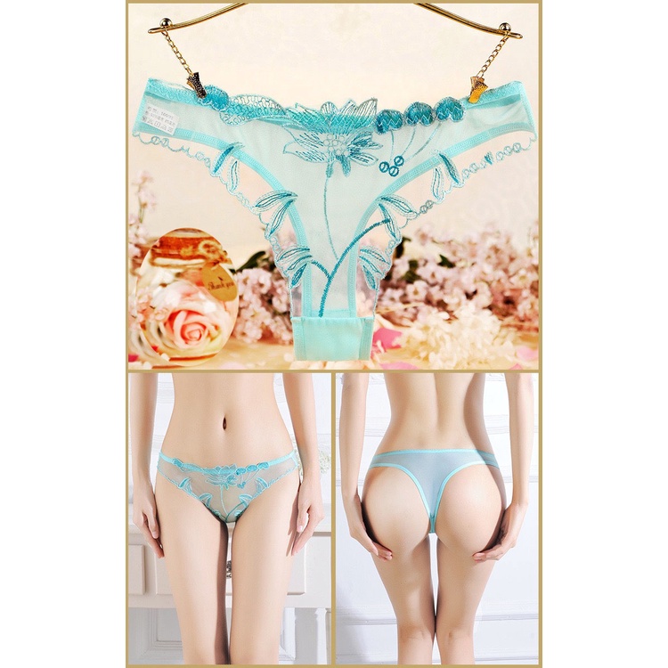 Wanita G String Pola bordir Transparan Sexy Pakaian Dalam Lace Underwear T-back Thong Panties C218