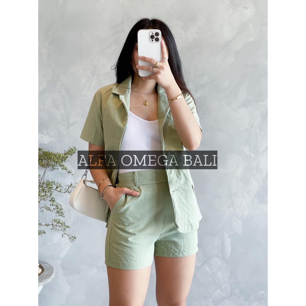 ALFA Blazer Kemeja Set Wanita Linen Bahan berkualitas