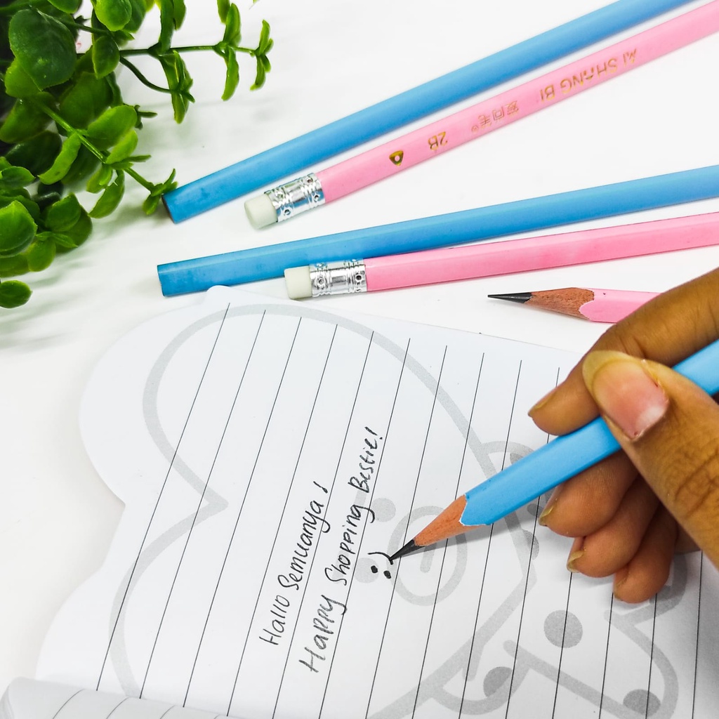 4 PCS PENSIL 2B AISHING ADA PENGHAPUS ISI WARNA-WARNI PASTEL PINK,TOSCA,BIRU PASTEL ALAT TULIS  UNIK IMUT MURAH