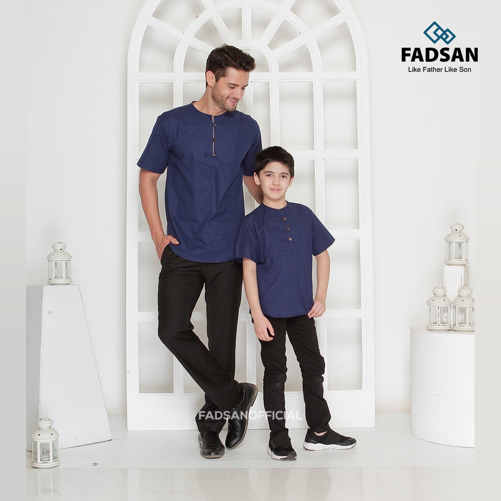 Fadsan - Koko Polos Lengan Pendek warna Biru Dongker Zafran