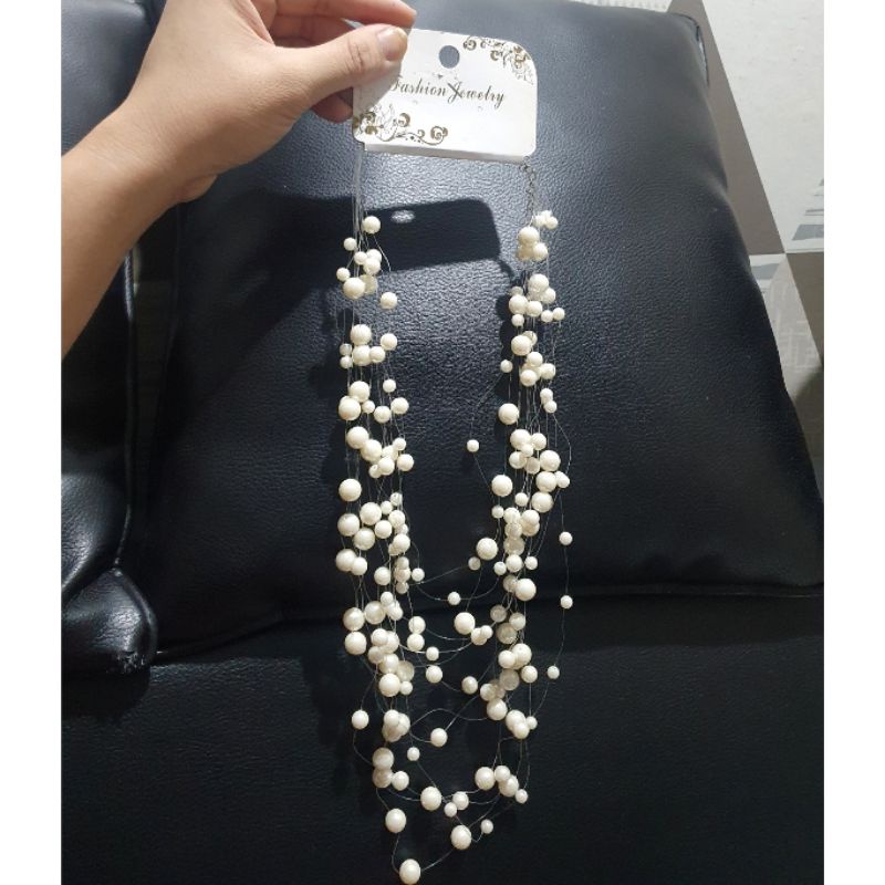 Kalung Mutiara Fashion Import model susun Premium Quality Tidak Karatan KM002