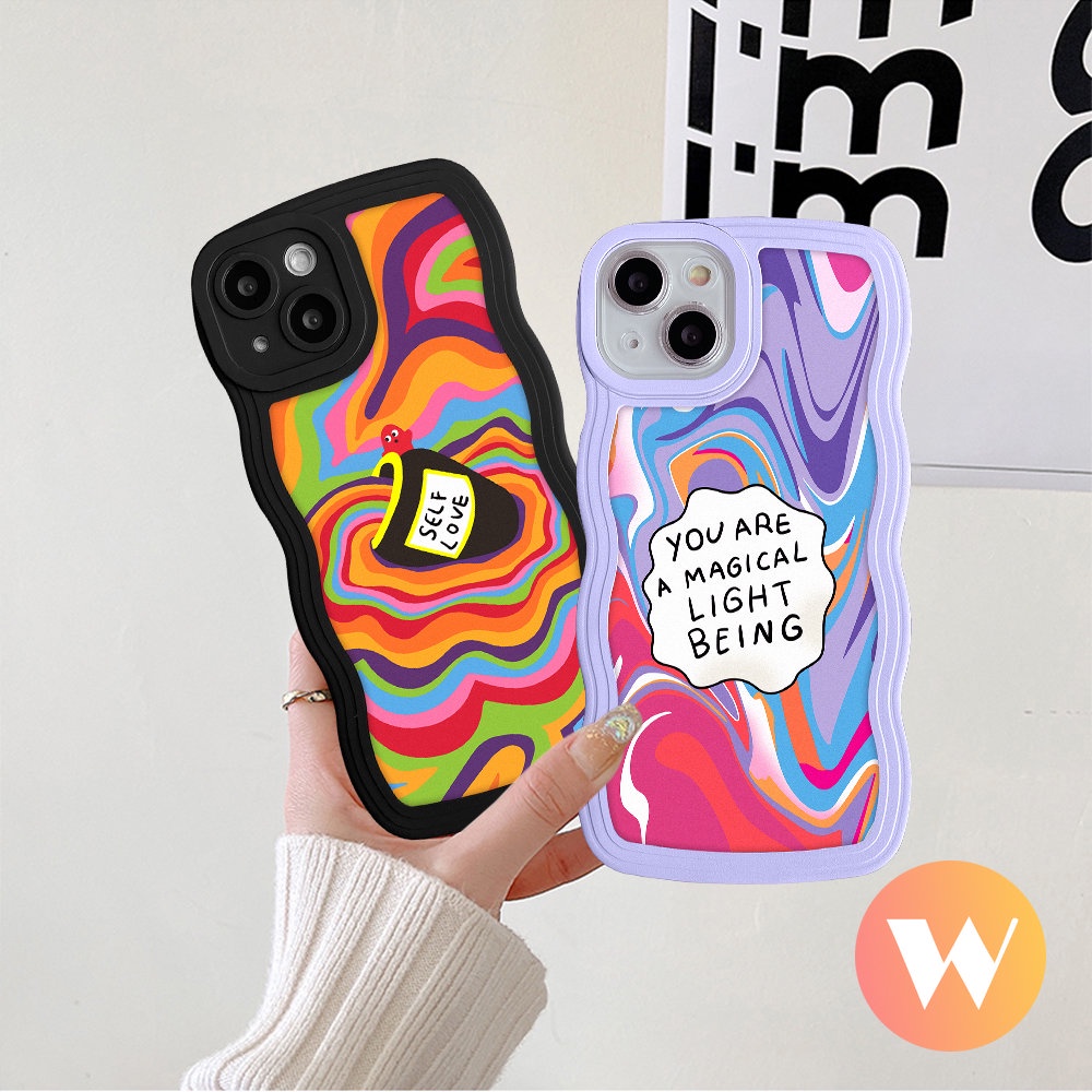 Casetify Love Self Label Soft Case Redmi Note10 11 11s 10s Note9 8 10 9s 11pro 9 Pro Max Plus Redmi A1 10C 9 9T 10 10A 9A 9C NFC Wavy Edge Colorful Rainbow Back Penutup Cat Air