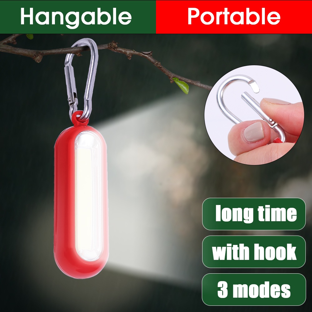 Lampu Kerja LED COB Mini Portable Ultra Terang 3 Mode Dengan Gantungan Kunci Untuk Camping / Hiking