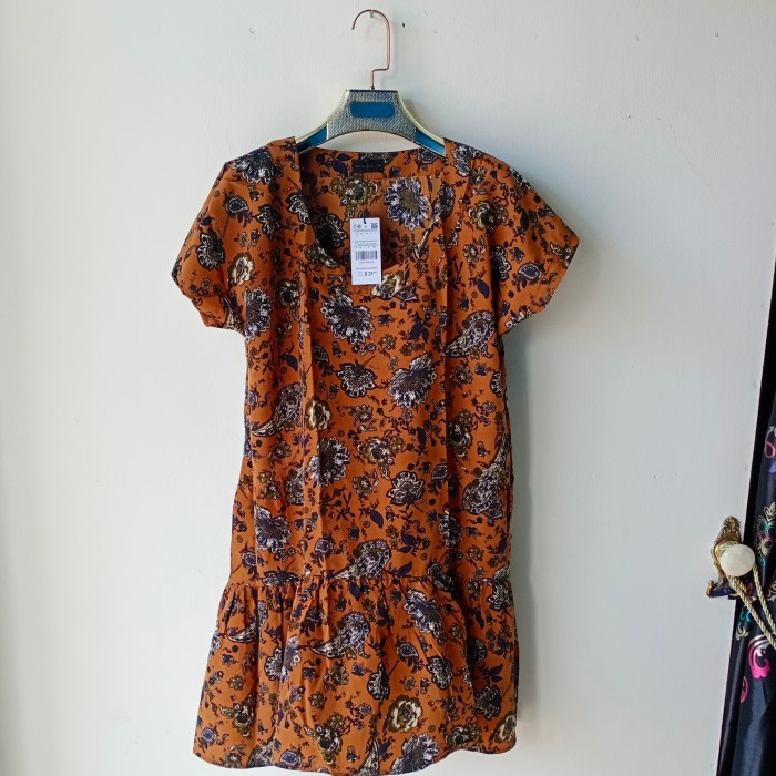 Lowrys Farm/Tunik Sifon Motif Bunga /Mini Dress wanita Vintage Thrift premium top fashion