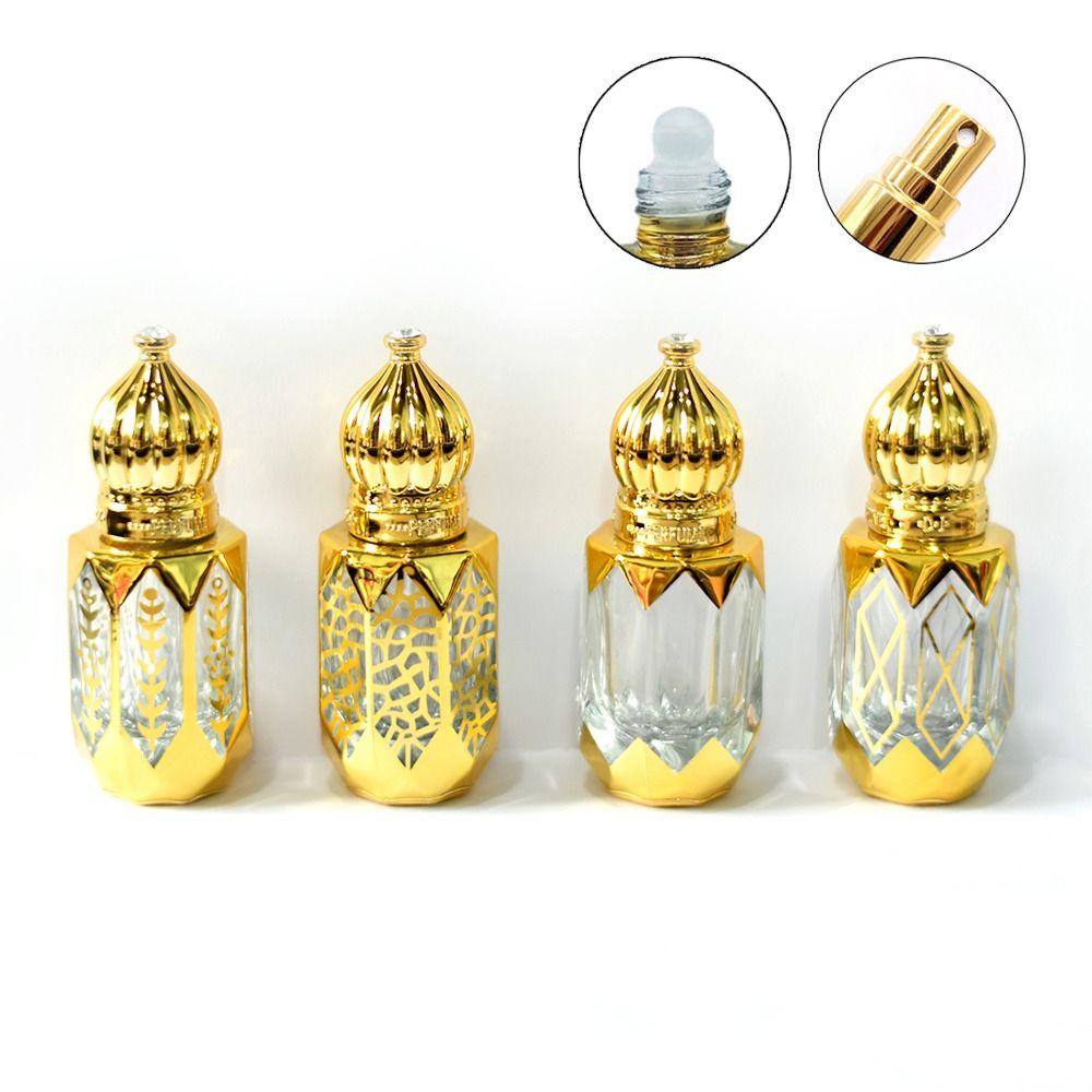 Botol Parfum Agustina Portable Bronzing 6ML Botol Isi Ulang Sample Vial Kosong Kaca Mini Vintage Roll on Bottle