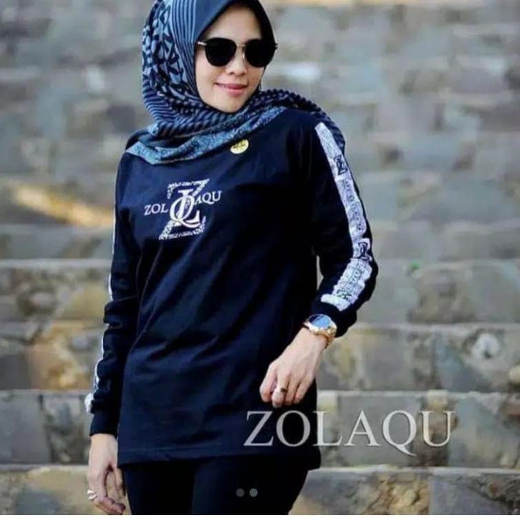 B) kaos wanita lengan panjang zolaqu/kaos wanita zolaqu ori terbaru 2021/kaos wanita zolaqu panjang/