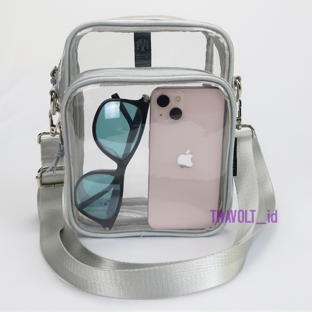 Tas Selempang Transparan Resleting -Travolt - Sling bag pouch - Tas PVC Mika tebal - Tas Konser KPOP - Glade