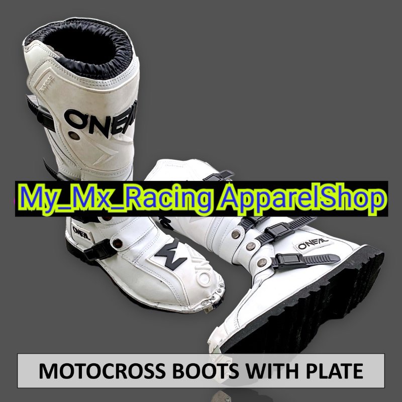 Sepatu MX Boots Oneal with Iron Protector - Sepatu Trail - Sepatu Motocross - Sepatu Enduro - Sepatu Adventure - White terlaris