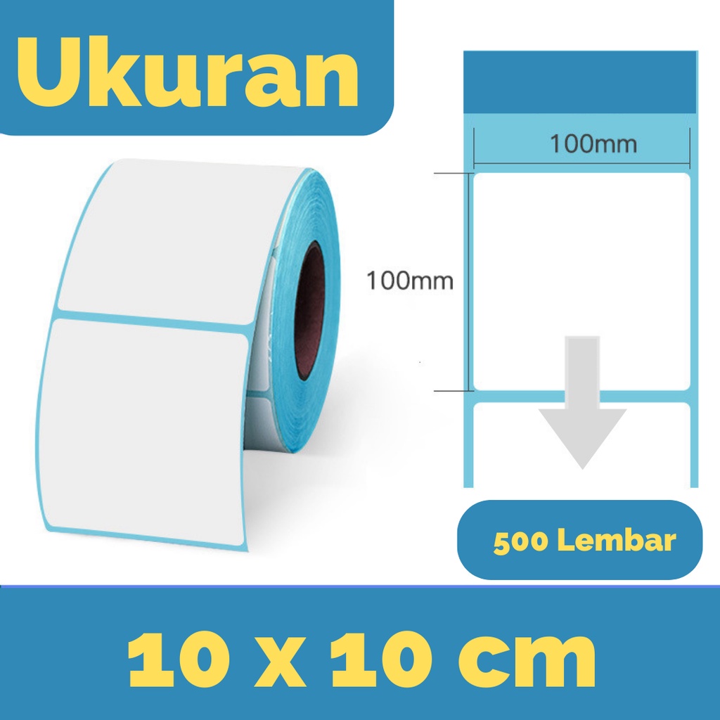 100x100 Label Sticker Thermal / Direct Thermal Sticker / Kertas Thermal / Label Thermal / Kertas Stiker Resi / Kertas Printer 500 lembar 300 lembar 100*100