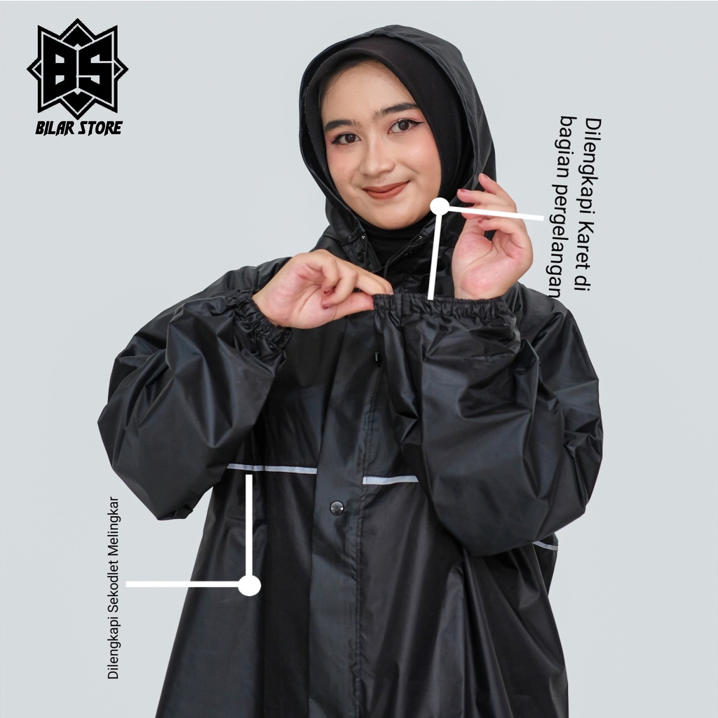 Jas hujan wanita setelan baju dan rok bahan tebal anti rembes By HANS