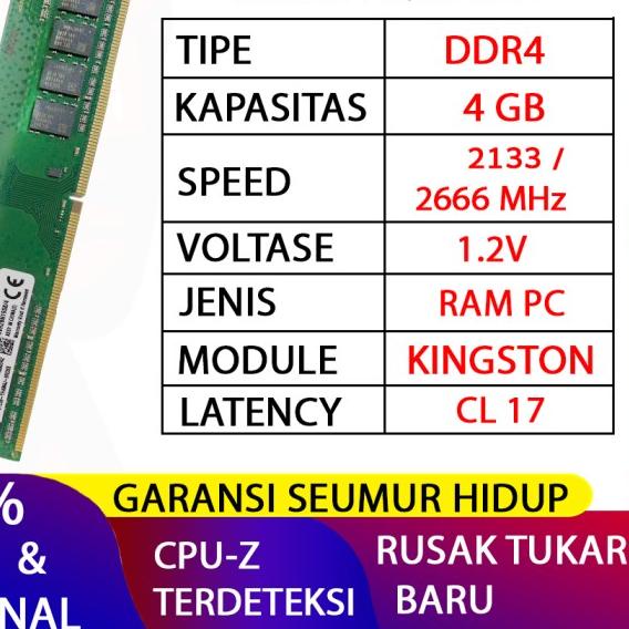RAM PC KINGSTON DDR4 4GB 21300 / 2666 MHz ORI RAM NB DDR4 4GB 2666 MHz