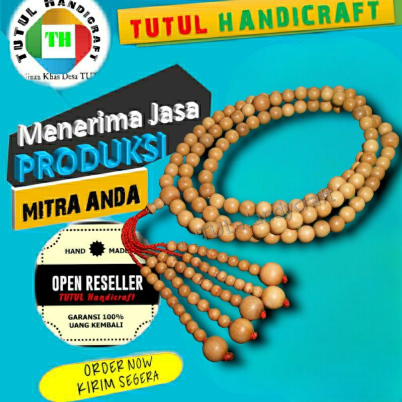 Japamala Tasbih Bhuda KAYU LADUNI model kuncir 5 buah 108 biji 8 mm