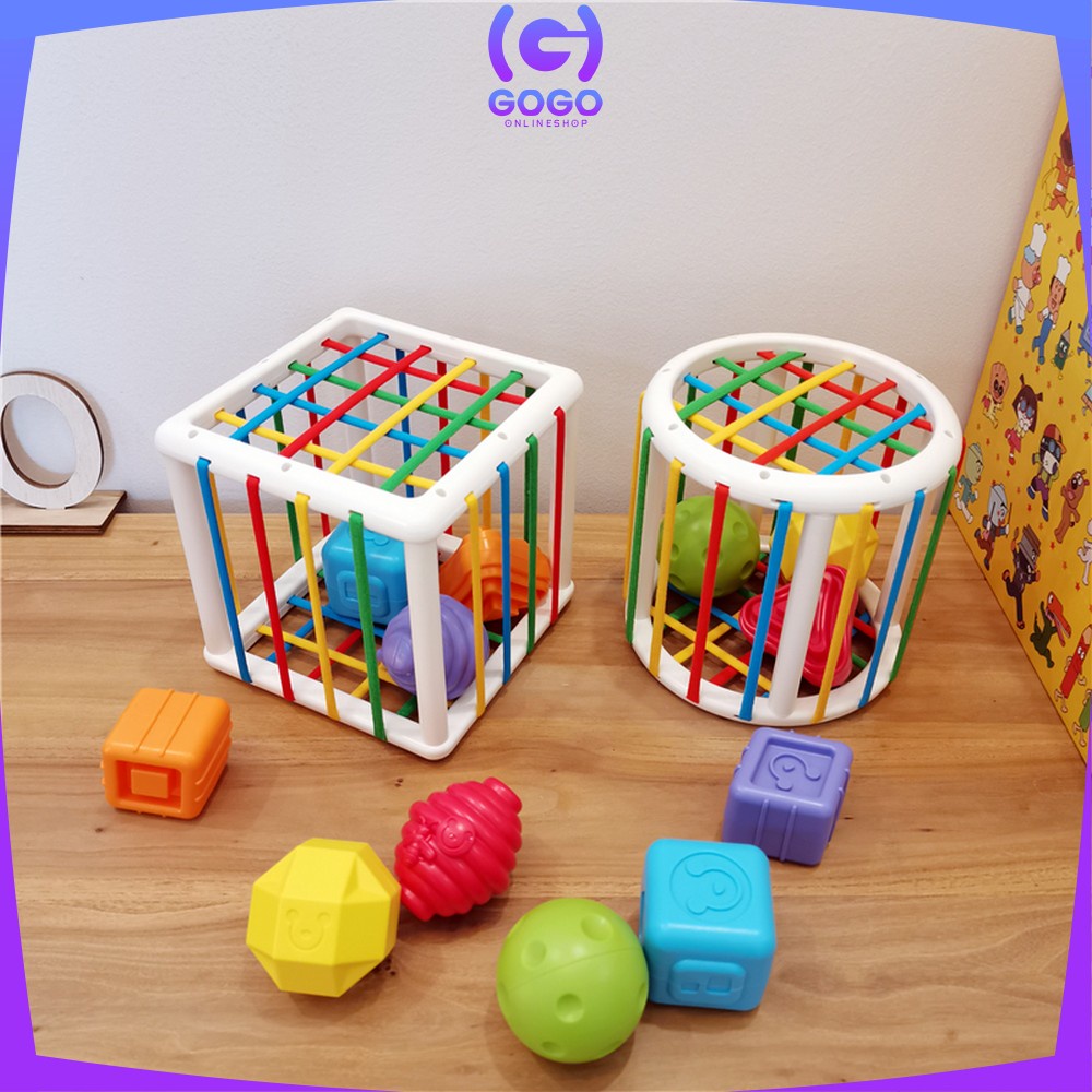 GOGO-M196 Mainan Rainbow Puzzle Kerincingan Bayi Sorting Puzzle Mainan Edukasi Anak Montessori Toys