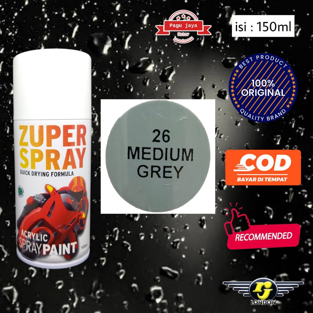 pilox pilok 150cc medium grey abu zuper spray cat semprot spray paint untuk cat kayu besi plastik motor mobil velg helm