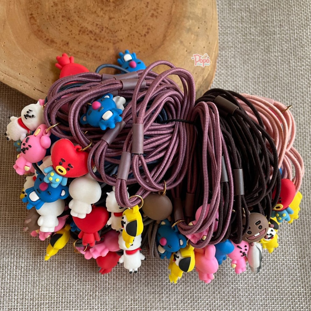KARET RAMBUT / IKAT RAMBUT ANAK PEREMPUAN/DEWASA APLIKASI BTS (2pcs)