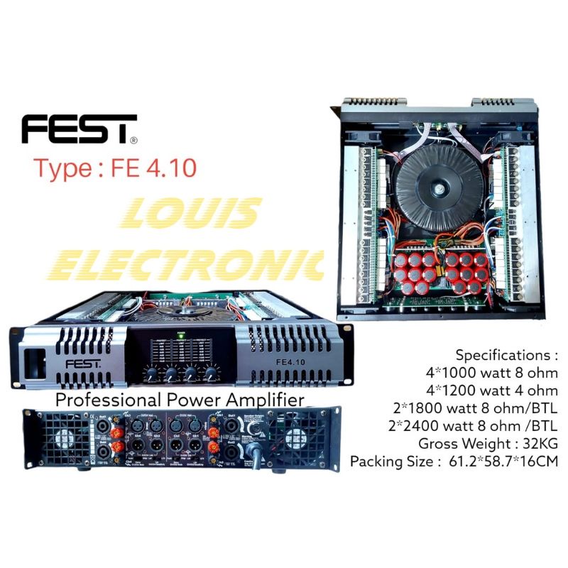 Power Amplifier FEST FE 4.10 FE4.10 4 X 1000 Watt 8 Ohm ORIGINAL