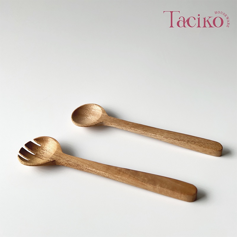 Ktmstore Garpu makan Kayu Bulat Natural spoon Wooden Cutlery Taciko TCK-102