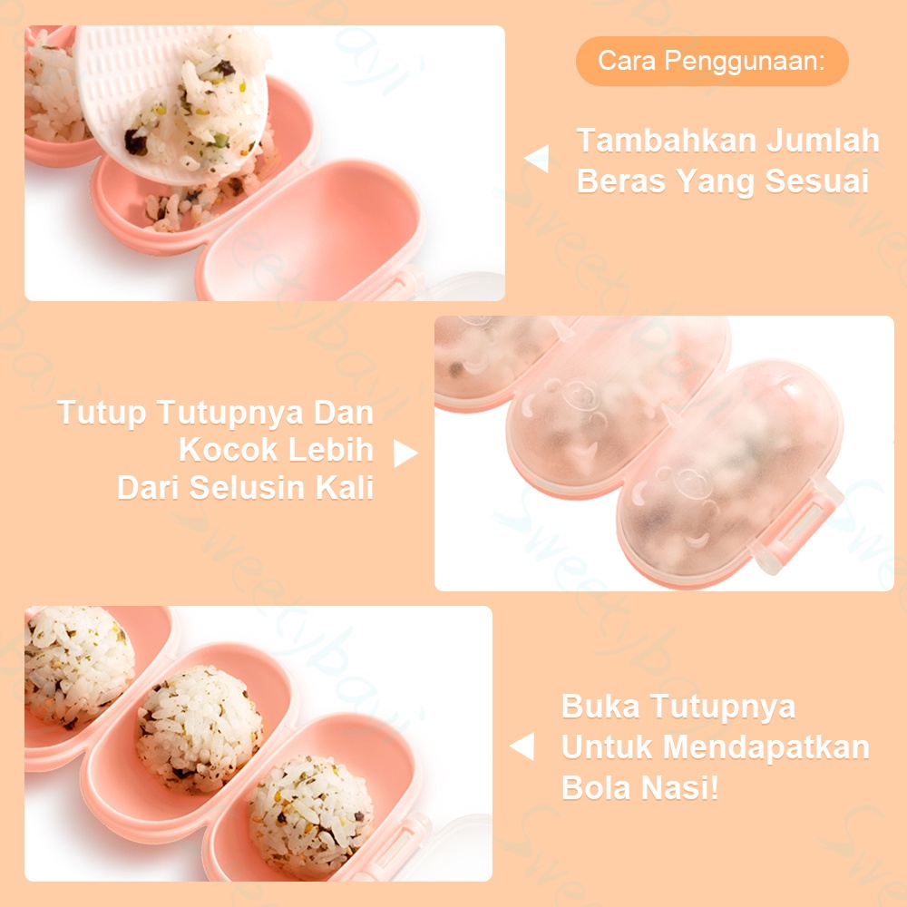 Sweetybayi 2PCS Cetakan nasi bento Alat pembuat bola nasi Bulat bundar bento Cetakan bola nasi bento Rice ball shaker