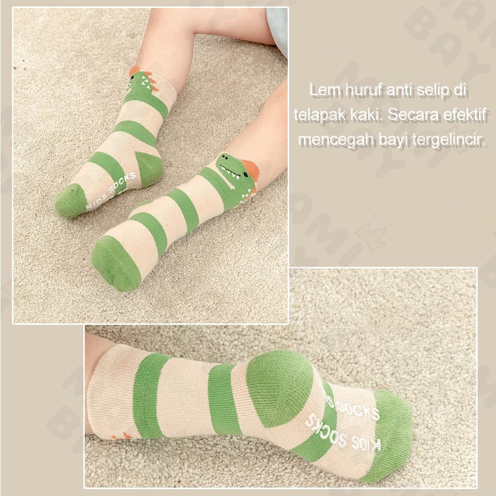 OKEYI Kaos kaki panjang bayi 0-3 tahun Kaus kaki bayi anti slip motif hewan Baby Socks