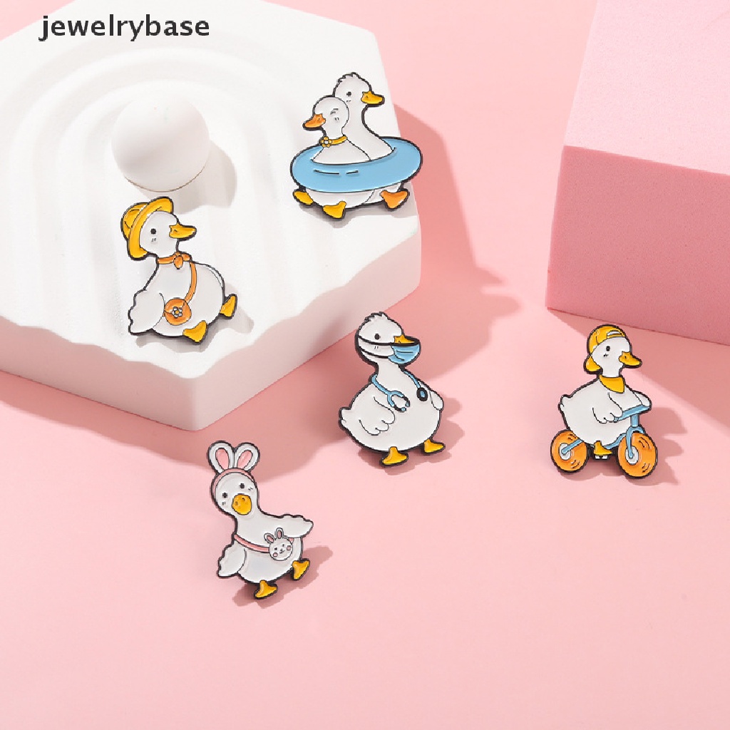 Bros Pin Enamel Desain Hewan Bebek Angsa Berenang Untuk Kerah Tas Belanja