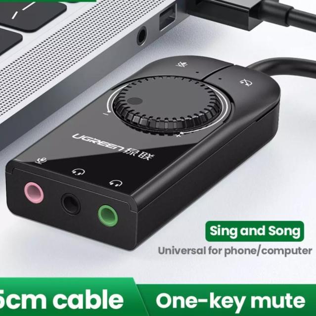 Ugreen Soundcard USB to Aux Audio Mic - Ugreen USB Sound Card External - KABEL 100CM