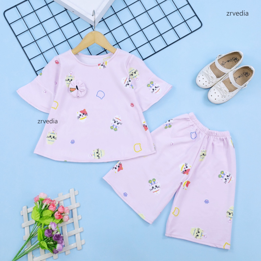 [MOTIF] Setelan Lucy uk 2-3 Tahun / Baju Anak Perempuan Set Blouse Kulot Balita Cewek Atasan Kids