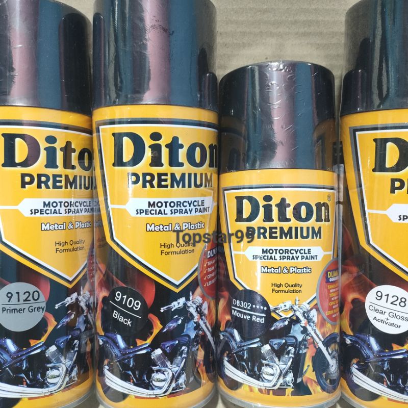 Pilok Cat Diton Premium Paket Lengkap 4 Kaleng Bunglon DB302 302 300ML Primer Grey 9120 Black 9109 Clear Gloss 9128 400cc Pilox Paketan Cat Semprot Special Spray Paint