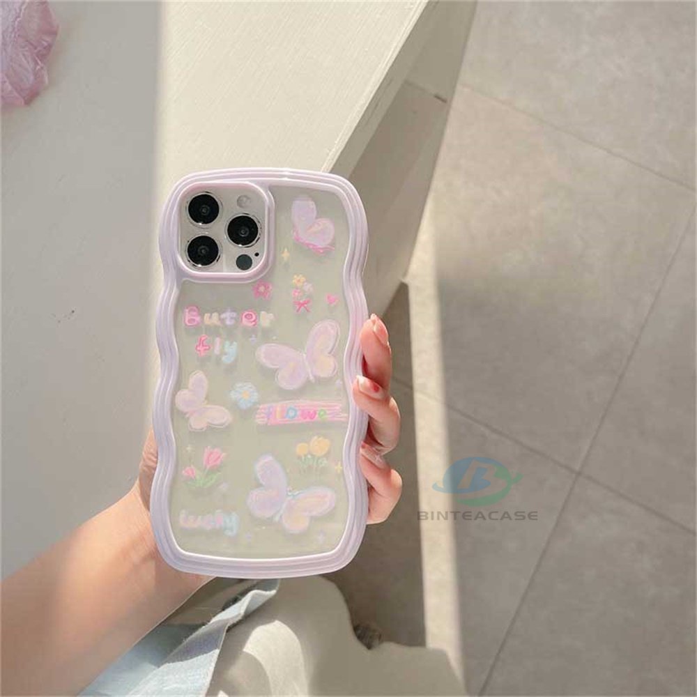 Casing TPU IPhone 14 14 Pro MAX 11 Pro 11 Pro MAX 12 12 Pro 12 Pro MAX 13 Pro MAX X XR XS MAX 6 6S 7 8 Plus Motif Butterfly Flower